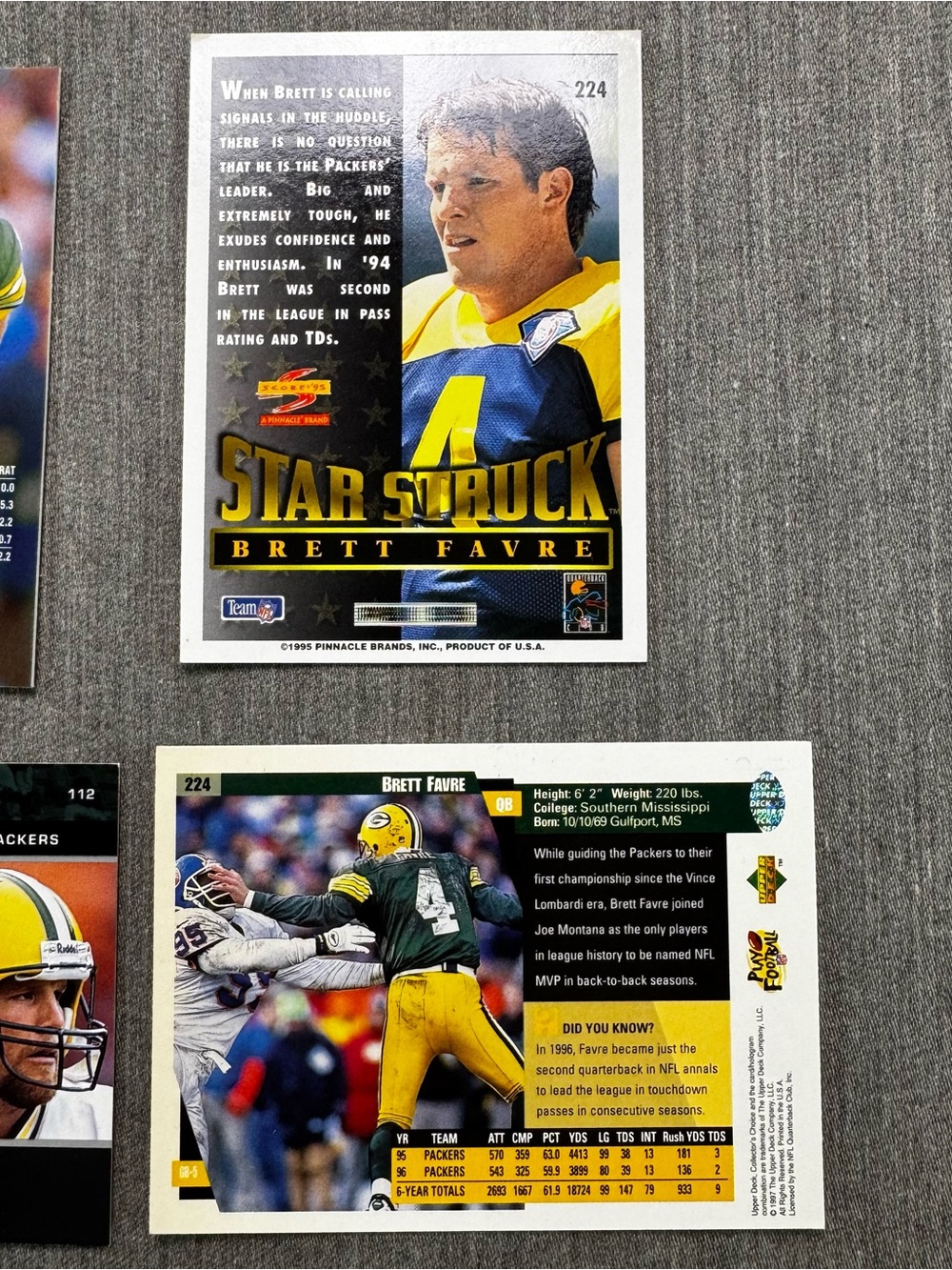 Brett Favre Green Bay Packers Football Card Lot (6 Cards) 1995-1997 Vintage - Picture 8 of 8